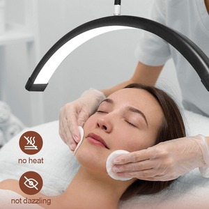 مصباح أرضي حديث بتصميم نصف قمر مع إضاءة LED قابلة للتعتيم، تحكم عن بعد، 3 أوضاع لونية، سطوع عالي بدون ظل، إضاءة تجميلية لفن الرموش والأظافر - Product Image 3