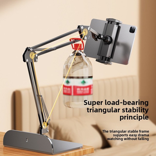 Floor-standing Tablet Stand Bedside Use Home Live Streaming Support Universal Clamp Head Flexible Hose Adjustable Anti-Shake