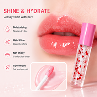 Gloss à lèvres en tube cœur 5ml pour la Saint-Valentin, hydratant, transparent, pailleté, haute brillance, 8 styles, faible MOQ 3 pièces, logo personnalisé