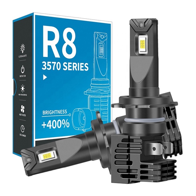 R8 3570 CSP Chip LED Headlight Bulb for Cars 9005 9006 9012 H1 H7 H11 H8 6000K New Condition Car Headlamps