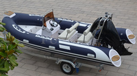 Bateau semi-rigide Hypalon haute performance 5,2 m, coque en fibre de verre à fond en V profond, barre de protection, bateau pneumatique rapide, bateau d'accompagnement pour yacht offshore