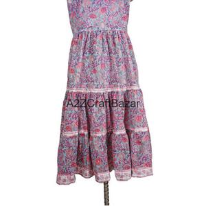 Vestido Midi Casual de Mujer, Ecológico, de Algodón, con Estampado Floral, Tejido, Ajustado, de Manga Larga, Diseño Bohemio Moderno de Verano, Cuello en V con Botones - Product Image 4