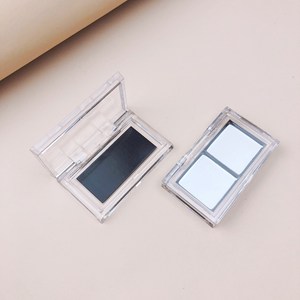 Double Compartment Transparent <b>Square</b> Cosmetic Palette With Magnetic Closure For Highlighter Eyeshadow Blush Lipstick Sample - Product Image 3