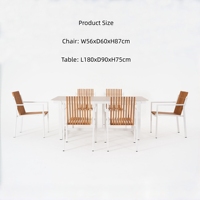 Ensemble de meubles de jardin de luxe en teck, table et chaises de salle à manger d'extérieur, ensemble de salle à manger de jardin pour hôtel, villa