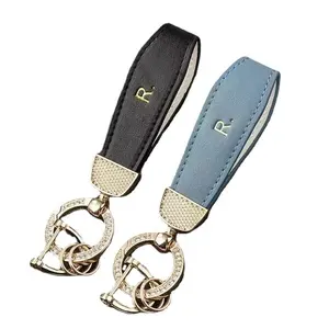 Pu Leather Men Key Chain Black Clasp Creative DIY Keyring Holder Car Key Holder For Men Women Gift