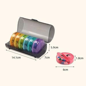 กล่องใส่ยาแบบพกพา 7 วัน สีรุ้ง วัสดุ PP พลาสติก สำหรับจัดเก็บยาประจำสัปดาห์ ขายส่ง - Product Image 2