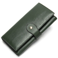Dompet Keamanan Anti-RFID Kulit Asli Tempat Kartu Kredit Kapasitas Besar Dompet Vintage dengan Resleting untuk Wanita