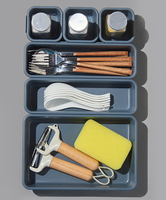 Ensemble de 8 organiseurs de tiroirs en plastique - 3 tailles - Multi-usages - Moderne - Vanity - Maquillage - Cuisine et bureau - Plateaux de rangement pour salle de bain