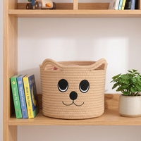 Poignée de panier de rangement en fil de coton mignon pour jouets pour enfants Articles divers Vêtements sales-Organisateur de broderie durable et écologique