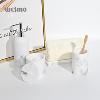 Ensemble d'accessoires de salle de bain en résine Wesmo Hotel, 8 pièces, multifonctionnel, moderne, effet marbre blanc et noir