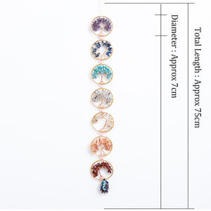 Pierre Naturelle 7 Chakra Arbre <span class=keywords><strong>de</strong></span> Vie Tenture Murale Reiki Guérison Cristal Pierres Précieuses Attrape-Rêves pour Yoga Méditation Fenêtre SC061 - Product Image 6