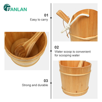 Seau et pelle en bois de pin Fanlan pour sauna et spa avec récipient intérieur pour pierres chaudes et eau
