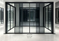 Porte coulissante en verre à cadre ultra-fin en alliage d'aluminium, design européen, double vitrage, porte de séparation en verre trempé pour l'intérieur