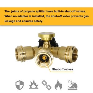 Regulador de gas propano de latón con válvula de 3 vías y manómetro para estufas de camping, uso portátil en exteriores - Product Image 3
