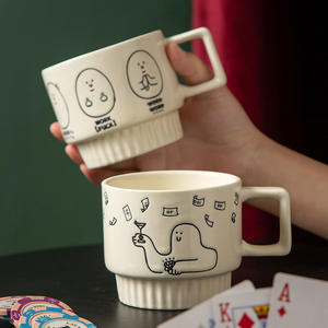 <span class=keywords><strong>Mug</strong></span> mignon <span class=keywords><strong>de</strong></span> dessin animé Niche Ins, tasse empilable douce, résistance à haute température, poignée, couple domestique, tasse à eau en céramique innovante - Product Image 2