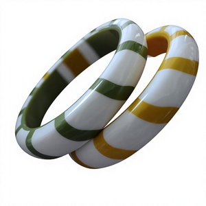กำไลข้อมืออะคริลิคเรซิ่นแฟชั่นใหม่ ลายทางสีสันสดใส คุณภาพพรีเมียม น่ารัก ลายสีส้ม เขียว ขาว เครื่องประดับ - Product Image 3