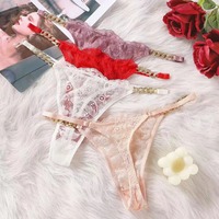 Vente en Gros de Strings de Luxe pour Femmes Style Bijoux à Strass en Dentelle Sexy Marque de Culottes