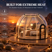 Dôme de glamping PC résistant aux UV, conçu pour la chaleur extrême, avec coque transparente robuste pour les stations balnéaires du désert
