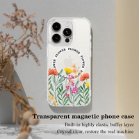 Coque de téléphone magnétique transparente personnalisée pour iPhone 15 14 13 12 Pro Max Stock Chargement rapide et couverture mobile antichoc