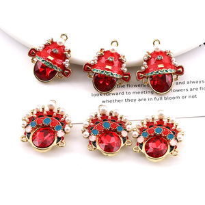 <b>Chinese</b> Style Peking Opera Mask Pendant Red Crystal Pearl Bezel Setting Women's Jewelry Accessory For DIY Necklace Brooch - Product Image 1