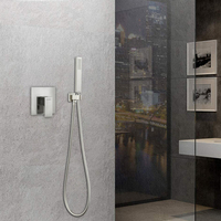 Pommeau de douche à main haute pression en acier inoxydable brossé avec support en nickel brossé