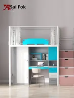 Lit superposé moderne personnalisable avec cadre métallique, gain de place, avec rangement, pour hôtel, appartement, dortoir - Écologique et durable