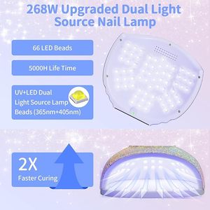Hot Sale 268W UV <b>Light</b> for Gel Nails With 66 LED Beads, Touch Control Display & Auto Sensor LED Nail Lamp With 3 <b>Timer</b> Modes - Product Image 2