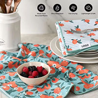 Serviette de table en microfibre ultra-fine à motif ananas avec bords surjetés élégants, chiffon de nettoyage anti-peluchage pour services de vaisselle en porcelaine fine