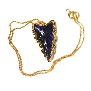 Collar con puntas de flecha de cristal azul, forma irregular, bordes afilados, Natural - Product Image 1