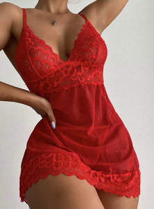 OEM Livraison rapide Lingerie transparente pour femmes matures Vêtements de nuit avec fermeture à l'arrière <span class=keywords><strong>en</strong></span> <span class=keywords><strong>dentelle</strong></span> florale <span class=keywords><strong>Nuisette</strong></span> de nuit - Product Image 2