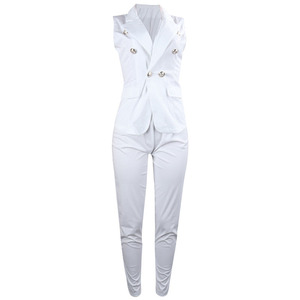 Completo Estivo <span class=keywords><strong>da</strong></span> <span class=keywords><strong>Ufficio</strong></span> per <span class=keywords><strong>Donna</strong></span>, Set 2 Pezzi con Giacca Senza Maniche e Pantaloni Dritti - Product Image 3