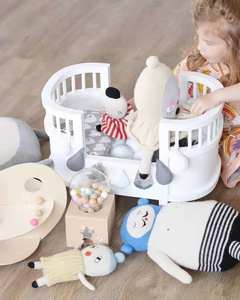 Индивидуальная <span class=keywords><strong>18</strong></span>-дюймовая деревянная детская кукольная кроватка, имитаальная игровая мебель, мини-кровать для фотосъемки для девочек - Product Image 5