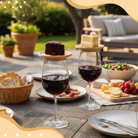 Plateau de service moderne en bois, résistant à la chaleur, écologique, pour verres à vin, charcuterie et apéritifs, avec panier en osier, emballé en carton