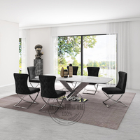 Ensemble table et chaises de salle à manger rectangulaire en acier inoxydable de luxe, moderne et léger