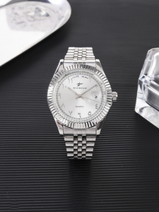 Reloj de Cuarzo para Hombre de Acero Inoxidable con Logotipo Personalizado, de Alta Calidad y Durabilidad, para Negocios y Deportes, con Cadena y Números Arábigos - Product Image 4