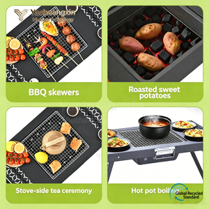 Barbecue portable pliable en métal pour extérieur, idéal pour le camping, la cuisson et la préparation du thé - Product Image 5