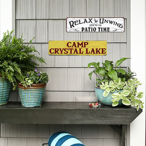 Ensemble de panneaux métalliques vintage Relax Unwind <span class=keywords><strong>Camp</strong></span> <span class=keywords><strong>Crystal</strong></span> <span class=keywords><strong>Lake</strong></span>, décoration murale rétro pour la maison, le patio, la cabane ou la maison de bord de mer - Product Image 3