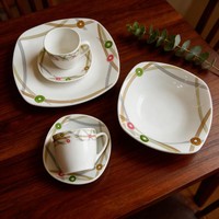 Set Perlengkapan Makan Kaca Opal Bentuk Persegi 4 Buah HARVIT Contemporary - Perlengkapan Makan Pesta Murah