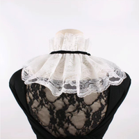 Collier de robe détachable en dentelle rouge avec broderie florale, à nouer devant, pour la décoration de robes