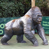 Sculpture d'animal grandeur nature personnalisée pour jardin, grande statue de gorille en métal bronze, fibre de verre et résine à vendre