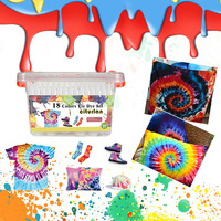 Kits de teinture tie-dye pour tissus en 18 couleurs, ensemble de poudre de peinture textile pour la peinture sur tissu, vêtements, fête, ensemble d'art