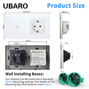 European Standard Touch Switch <b>Socket</b> 16A Glass Panel With Copper Plated Nickel For Wall Installation - Product Image 4