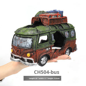 Decoraciones de paisaje acuático de resina moderna autobús coche naufragio autobús acuario ornamento plástico bajo el agua pecera decoraciones 220V - Product Image 2