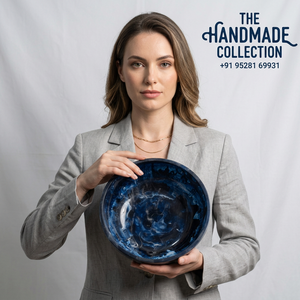 Colección Artesanal de Cuencos de Resina Apilables, Ecológicos y Pulidos, con Acabado Azul Glaseado, Diseño Moderno y Lujoso, Vajilla Hecha a Mano para - Product Image 1