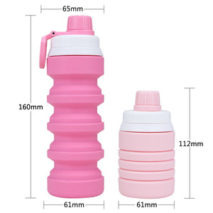 Bouteilles d'eau de sport pliables en silicone de haute qualité, bouteilles de voyage en silicone - Product Image 2