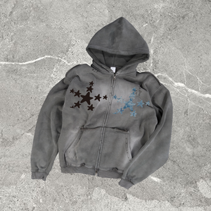 Sudadera con Capucha de Alta Calidad, Estilo Vintage, Lavado Ácido, con Bordado Desgastado, Mezcla de Poliéster/Algodón, Corte Holgado, Antiarrugas, DIY - Product Image 4