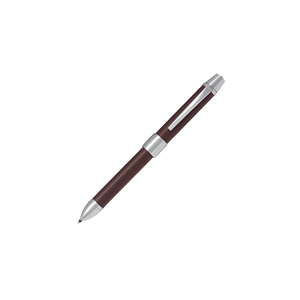 Stylo multifonction BTHR-3SL en cuir, 2 couleurs, pointe bille 0,7 mm + mine 0,5 mm, type rotatif et à clic, corps en laiton - Product Image 4