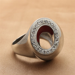 European American Style <b>Titanium</b> Steel <b>Ring</b> Silver Color Pave Setting Geometric Design Women's Party Jewelry 290105 - Product Image 1