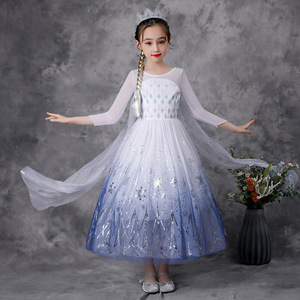 Vêtements pour enfants enfants fête Cosplay Costume à manches longues Sequin princesse fille <span class=keywords><strong>Elsa</strong></span> robe ensemble nouveau <span class=keywords><strong>Elsa</strong></span> <span class=keywords><strong>Anna</strong></span> robe DISP-013 - Product Image 1