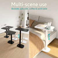 Table d'appoint réglable en hauteur avec ressort à gaz, table basse compacte en métal à pied unique, table d'appoint mobile en forme de C